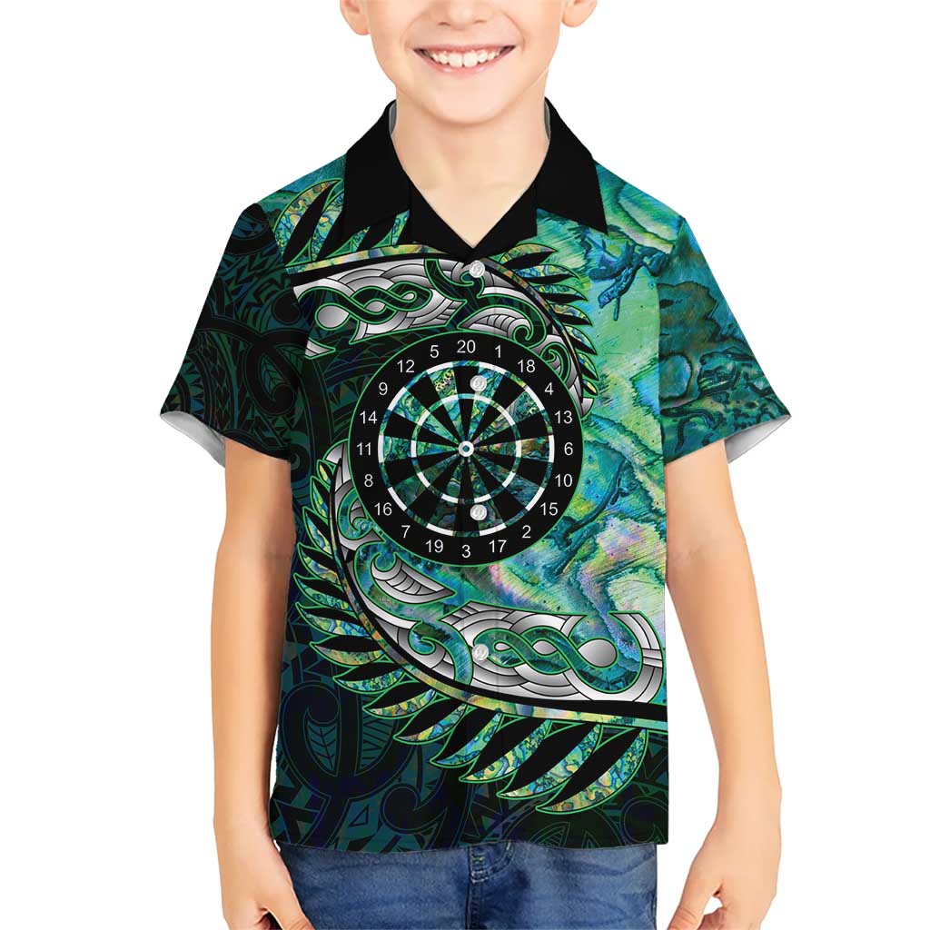 New Zealand Darts Personalised Hawaiian Shirt Aotearoa Silver Fern Green Papua Shell Spirit LT9 - Polynesian Pride