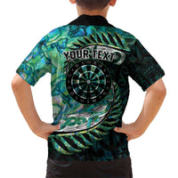 New Zealand Darts Personalised Hawaiian Shirt Aotearoa Silver Fern Green Papua Shell Spirit LT9 - Polynesian Pride
