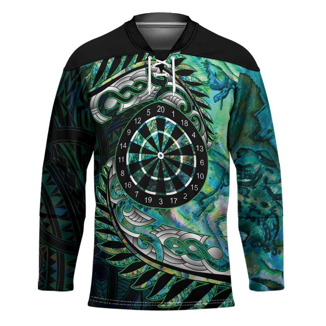 New Zealand Darts Personalised Hockey Jersey Aotearoa Silver Fern Green Papua Shell Spirit LT9 Unisex Green - Polynesian Pride