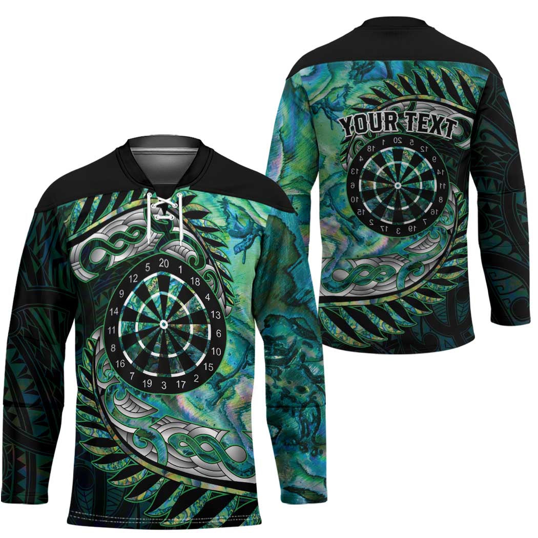 New Zealand Darts Personalised Hockey Jersey Aotearoa Silver Fern Green Papua Shell Spirit LT9 - Polynesian Pride