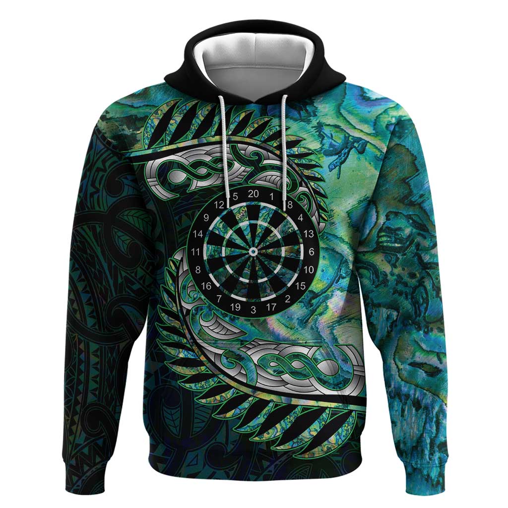New Zealand Darts Personalised Hoodie Aotearoa Silver Fern Green Papua Shell Spirit LT9 Pullover Hoodie Green - Polynesian Pride