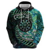 New Zealand Darts Personalised Hoodie Aotearoa Silver Fern Green Papua Shell Spirit LT9 - Polynesian Pride