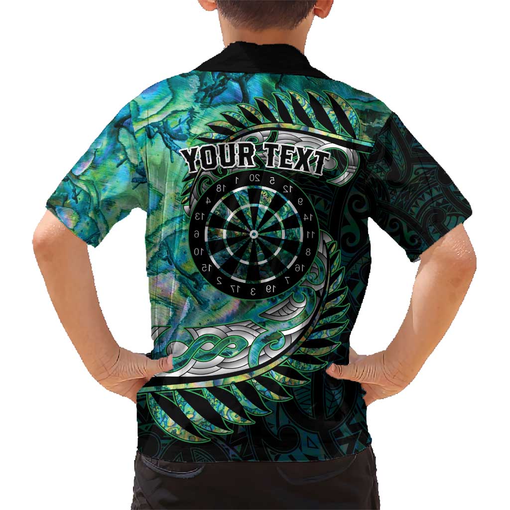 New Zealand Darts Personalised Kid Hawaiian Shirt Aotearoa Silver Fern Green Papua Shell Spirit LT9 - Polynesian Pride
