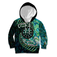 New Zealand Darts Personalised Kid Hoodie Aotearoa Silver Fern Green Papua Shell Spirit LT9 Hoodie Green - Polynesian Pride