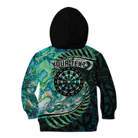 New Zealand Darts Personalised Kid Hoodie Aotearoa Silver Fern Green Papua Shell Spirit LT9 - Polynesian Pride