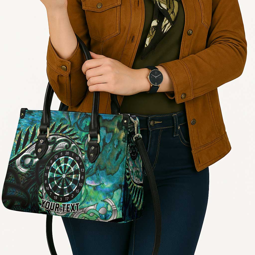 New Zealand Darts Personalised Leather Bag Aotearoa Silver Fern Green Papua Shell Spirit - Polynesian Pride