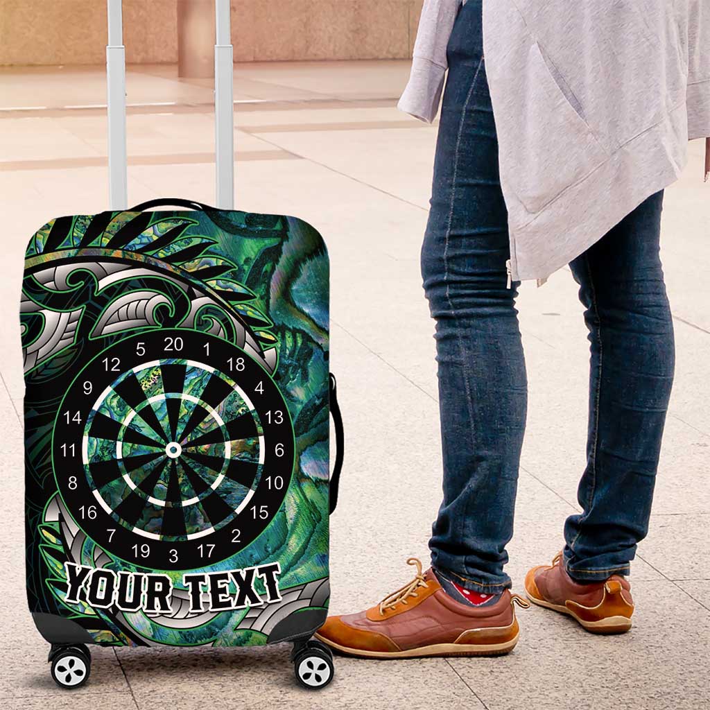 New Zealand Darts Personalised Luggage Cover Aotearoa Silver Fern Green Papua Shell Spirit LT9 Green - Polynesian Pride