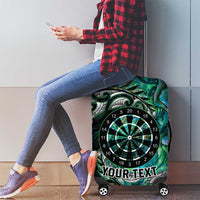 New Zealand Darts Personalised Luggage Cover Aotearoa Silver Fern Green Papua Shell Spirit LT9 - Polynesian Pride