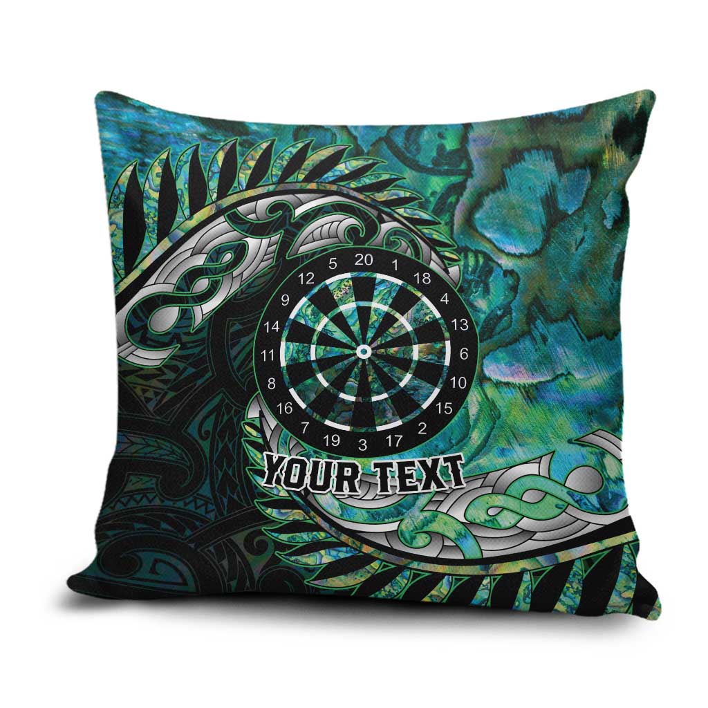 New Zealand Darts Personalised Pillow Cover Aotearoa Silver Fern Green Papua Shell Spirit - Polynesian Pride