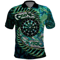 New Zealand Darts Personalised Polo Shirt Aotearoa Silver Fern Green Papua Shell Spirit LT9 Green - Polynesian Pride