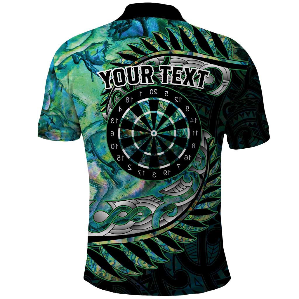 New Zealand Darts Personalised Polo Shirt Aotearoa Silver Fern Green Papua Shell Spirit LT9 - Polynesian Pride