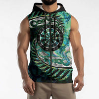 New Zealand Darts Personalised Sleeveless Zip Hoodie Aotearoa Silver Fern Green Papua Shell Spirit LT9 - Polynesian Pride