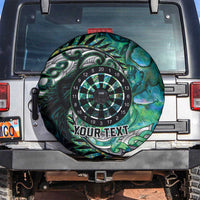 New Zealand Darts Personalised Spare Tire Cover Aotearoa Silver Fern Green Papua Shell Spirit LT9 Green - Polynesian Pride