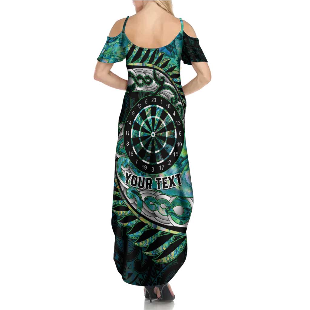 New Zealand Darts Personalised Summer Maxi Dress Aotearoa Silver Fern Green Papua Shell Spirit LT9 - Polynesian Pride