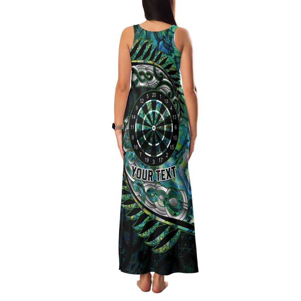 New Zealand Darts Personalised Tank Maxi Dress Aotearoa Silver Fern Green Papua Shell Spirit LT9 - Polynesian Pride