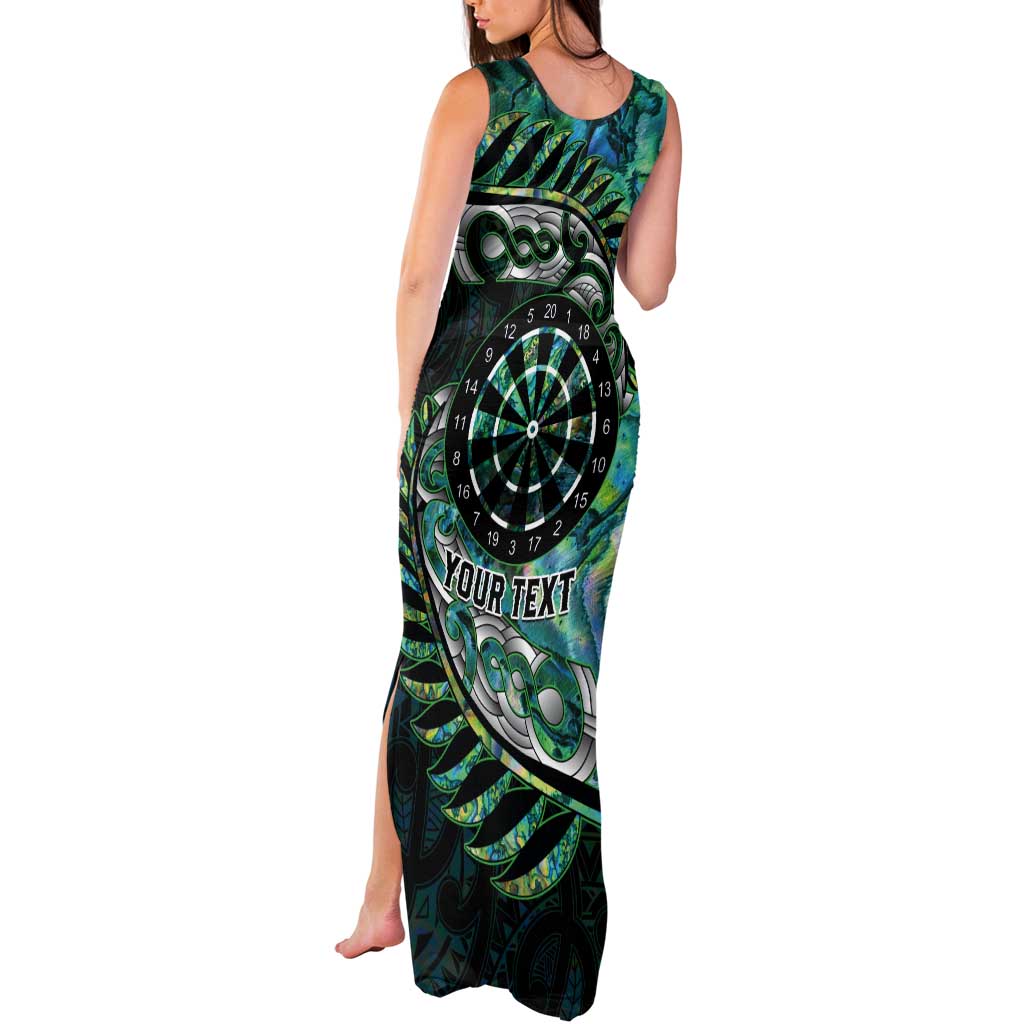 New Zealand Darts Personalised Tank Maxi Dress Aotearoa Silver Fern Green Papua Shell Spirit LT9 - Polynesian Pride