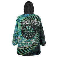 New Zealand Darts Personalised Wearable Blanket Hoodie Aotearoa Silver Fern Green Papua Shell Spirit LT9 - Polynesian Pride