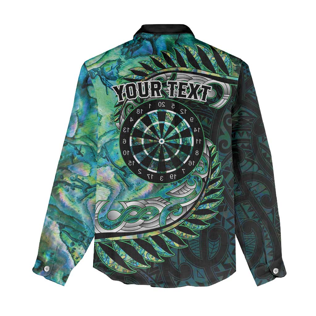 New Zealand Darts Personalised Women Casual Shirt Aotearoa Silver Fern Green Papua Shell Spirit LT9 - Polynesian Pride