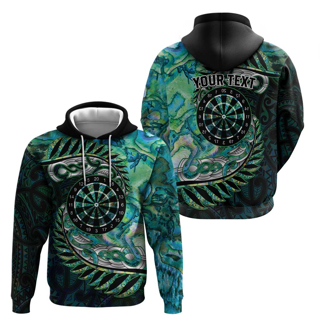 New Zealand Darts Personalised Zip Hoodie Aotearoa Silver Fern Green Papua Shell Spirit LT9 - Polynesian Pride