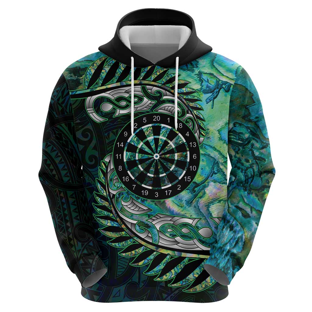 New Zealand Darts Personalised Zip Hoodie Aotearoa Silver Fern Green Papua Shell Spirit LT9 - Polynesian Pride