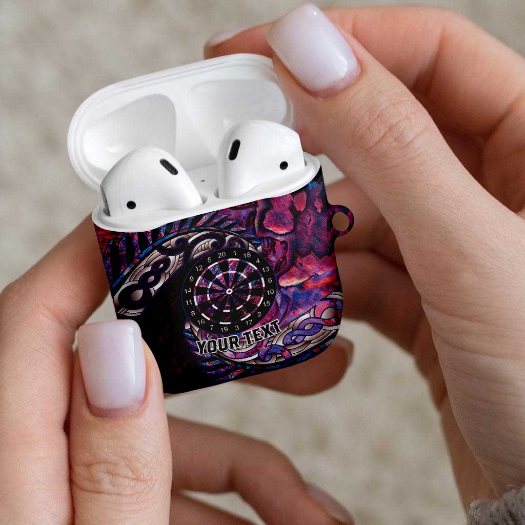 New Zealand Darts Personalised AirPods Case Aotearoa Silver Fern Pink Papua Shell Spirit - Polynesian Pride