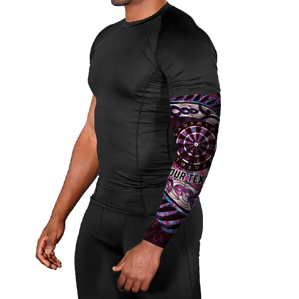 New Zealand Darts Personalised Arm Sleeves Aotearoa Silver Fern Pink Papua Shell Spirit - Polynesian Pride
