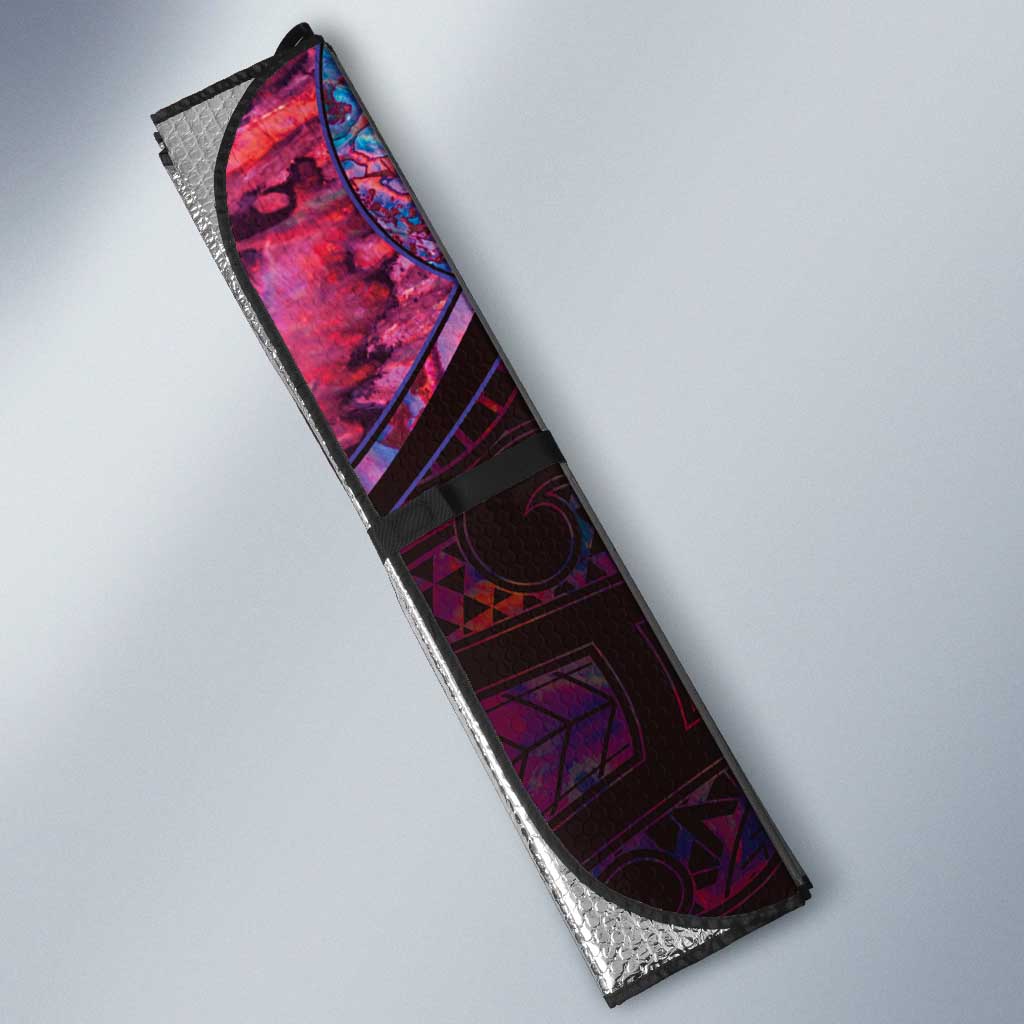 New Zealand Darts Personalised Auto Sun Shade Aotearoa Silver Fern Pink Papua Shell Spirit - Polynesian Pride