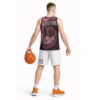 New Zealand Darts Personalised Basketball Jersey Aotearoa Silver Fern Pink Papua Shell Spirit LT9 - Polynesian Pride