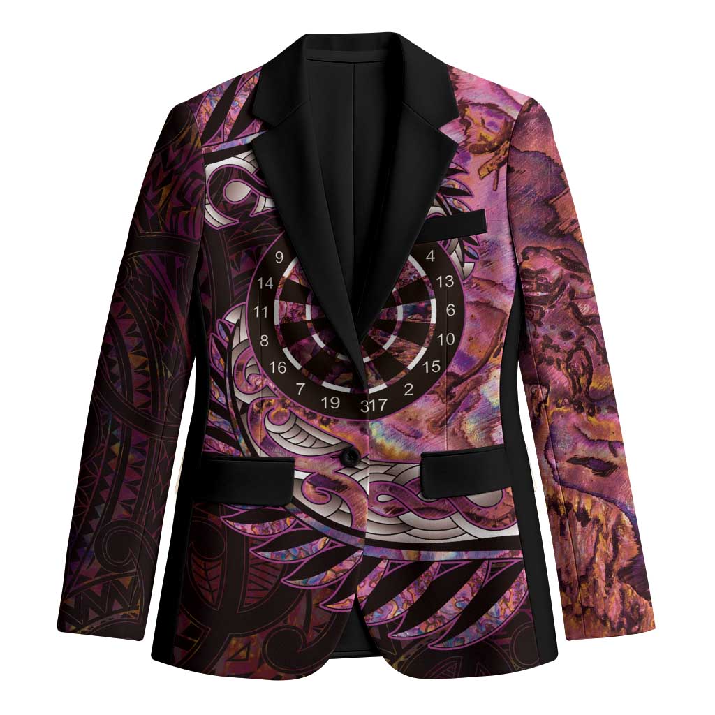 New Zealand Darts Personalised Blazer Aotearoa Silver Fern Pink Papua Shell Spirit - Polynesian Pride