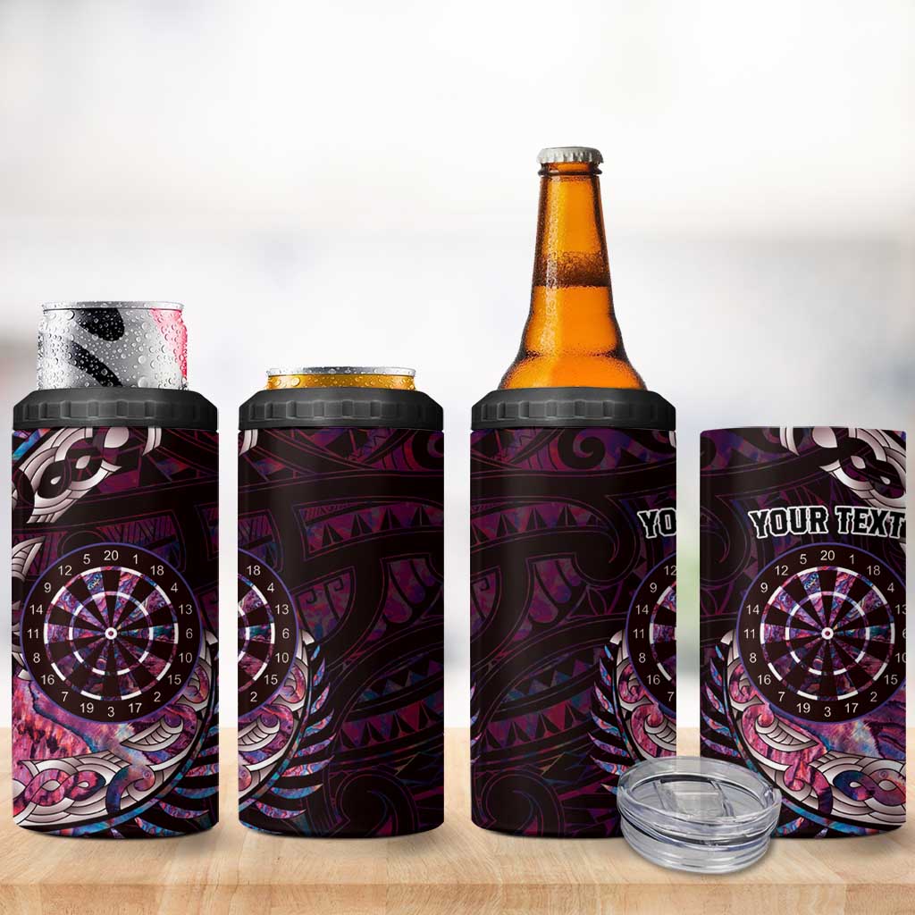 New Zealand Darts Personalised 4 in 1 Can Cooler Tumbler Aotearoa Silver Fern Pink Papua Shell Spirit LT9 - Polynesian Pride
