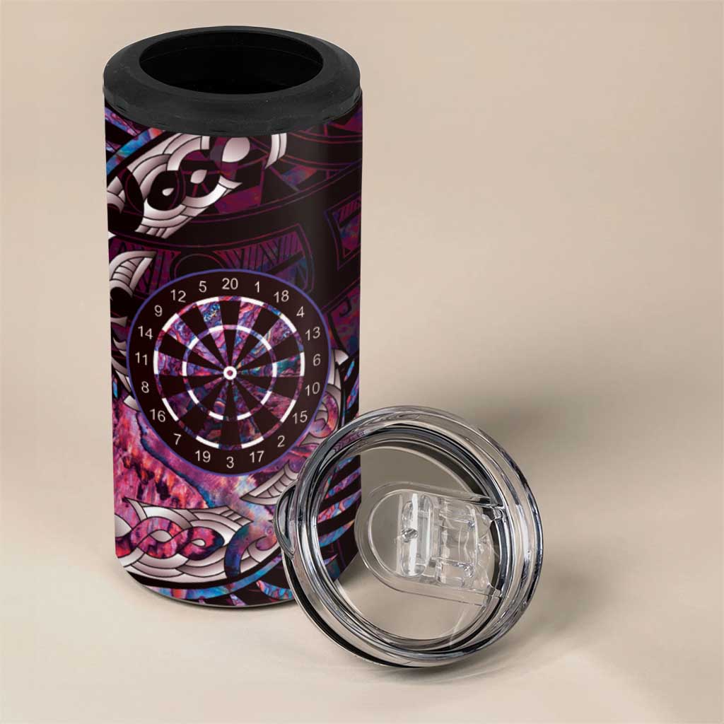 New Zealand Darts Personalised 4 in 1 Can Cooler Tumbler Aotearoa Silver Fern Pink Papua Shell Spirit LT9 - Polynesian Pride