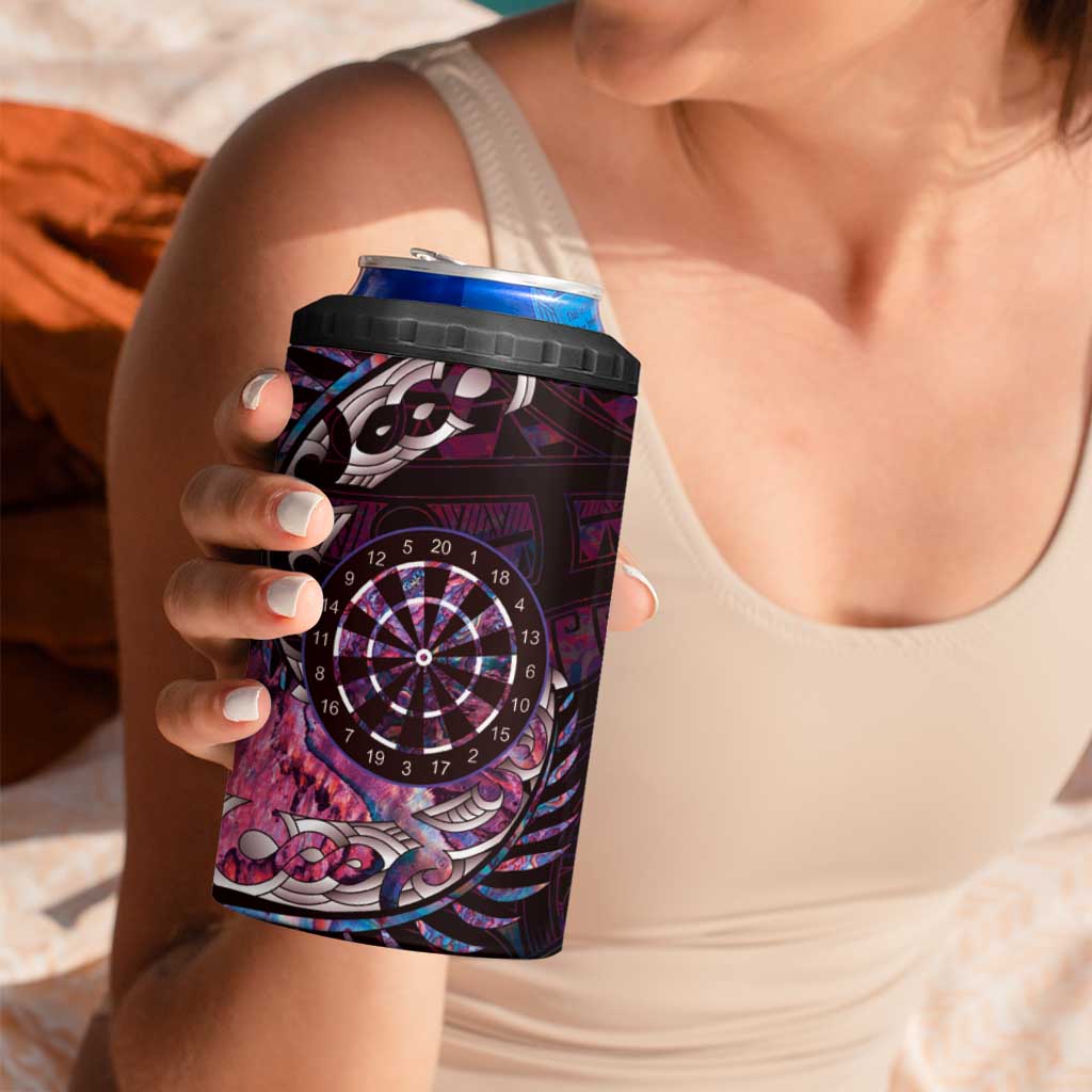 New Zealand Darts Personalised 4 in 1 Can Cooler Tumbler Aotearoa Silver Fern Pink Papua Shell Spirit LT9 - Polynesian Pride