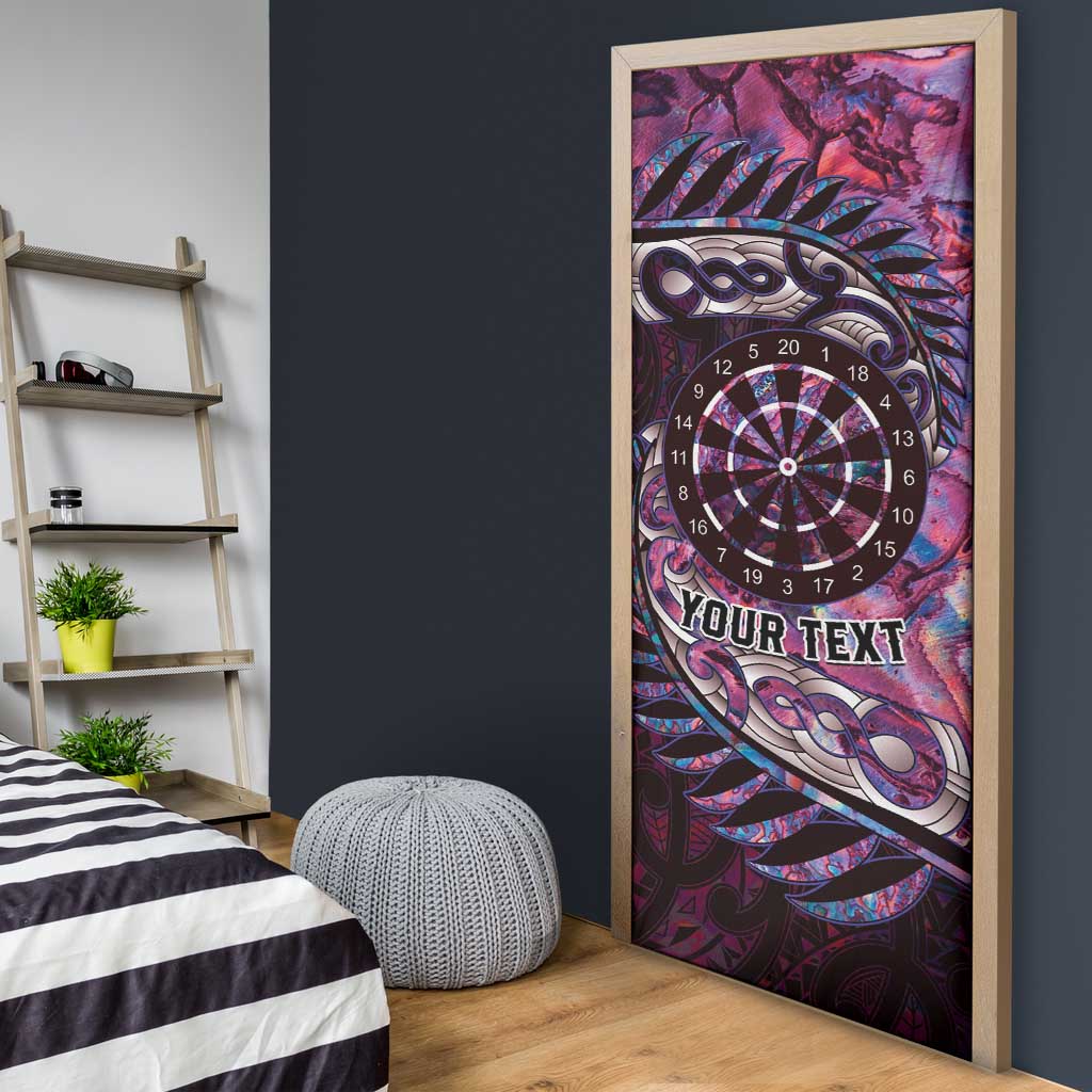 New Zealand Darts Personalised Door Cover Aotearoa Silver Fern Pink Papua Shell Spirit LT9 - Polynesian Pride
