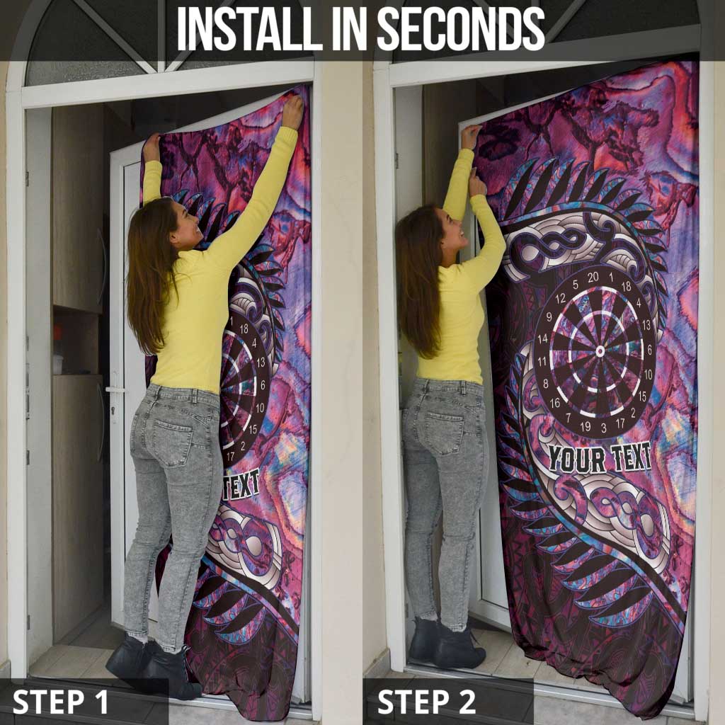 New Zealand Darts Personalised Door Cover Aotearoa Silver Fern Pink Papua Shell Spirit LT9 - Polynesian Pride