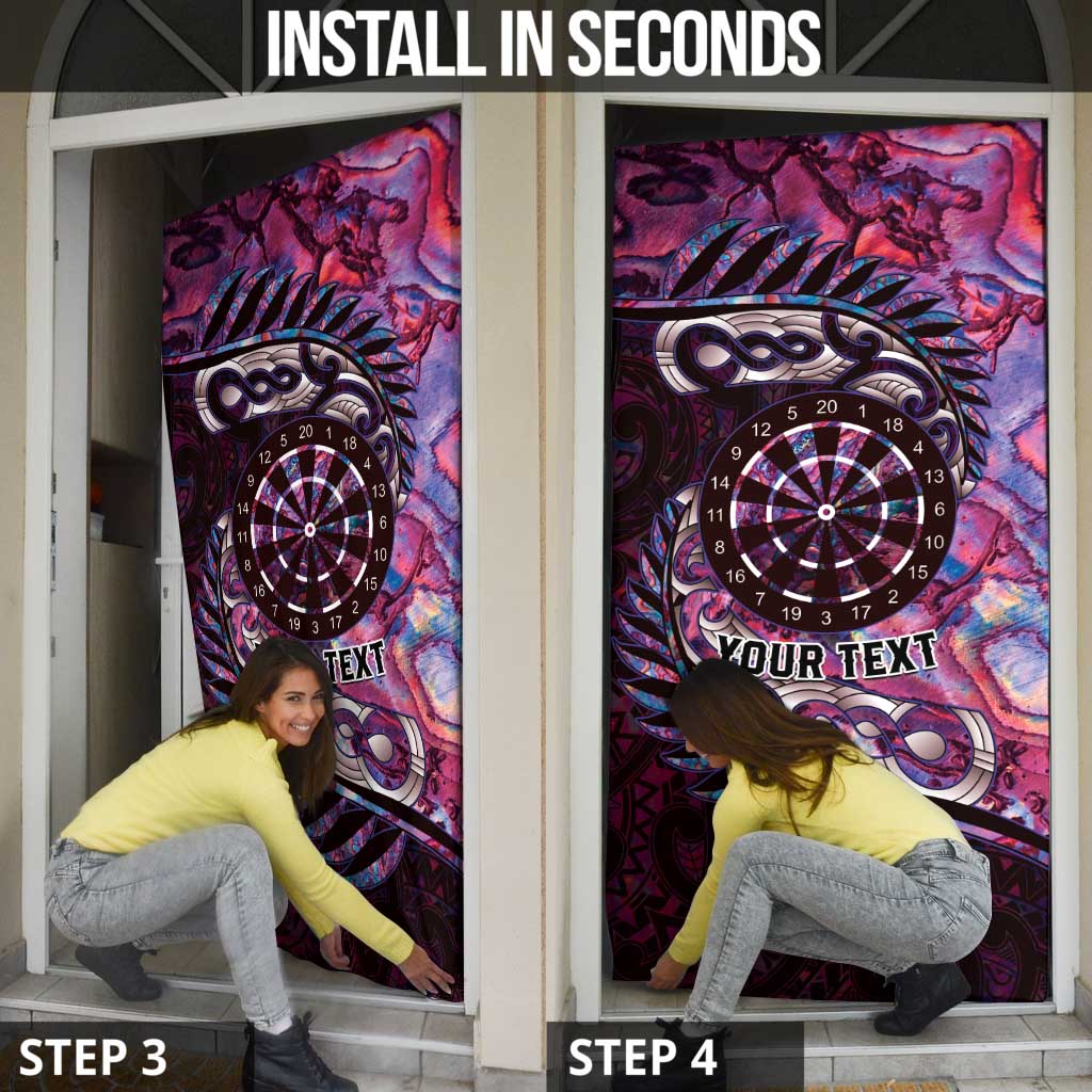 New Zealand Darts Personalised Door Cover Aotearoa Silver Fern Pink Papua Shell Spirit LT9 - Polynesian Pride