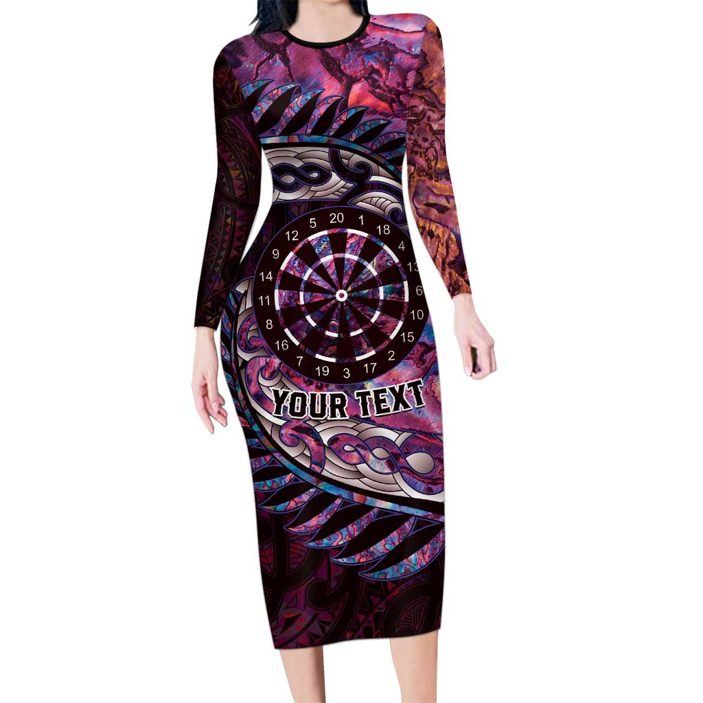 New Zealand Darts Personalised Family Matching Long Sleeve Bodycon Dress and Hawaiian Shirt Aotearoa Silver Fern Pink Papua Shell Spirit LT9 Mom's Dress Pink - Polynesian Pride