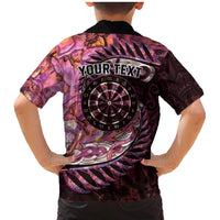 New Zealand Darts Personalised Family Matching Mermaid Dress and Hawaiian Shirt Aotearoa Silver Fern Pink Papua Shell Spirit LT9 - Polynesian Pride
