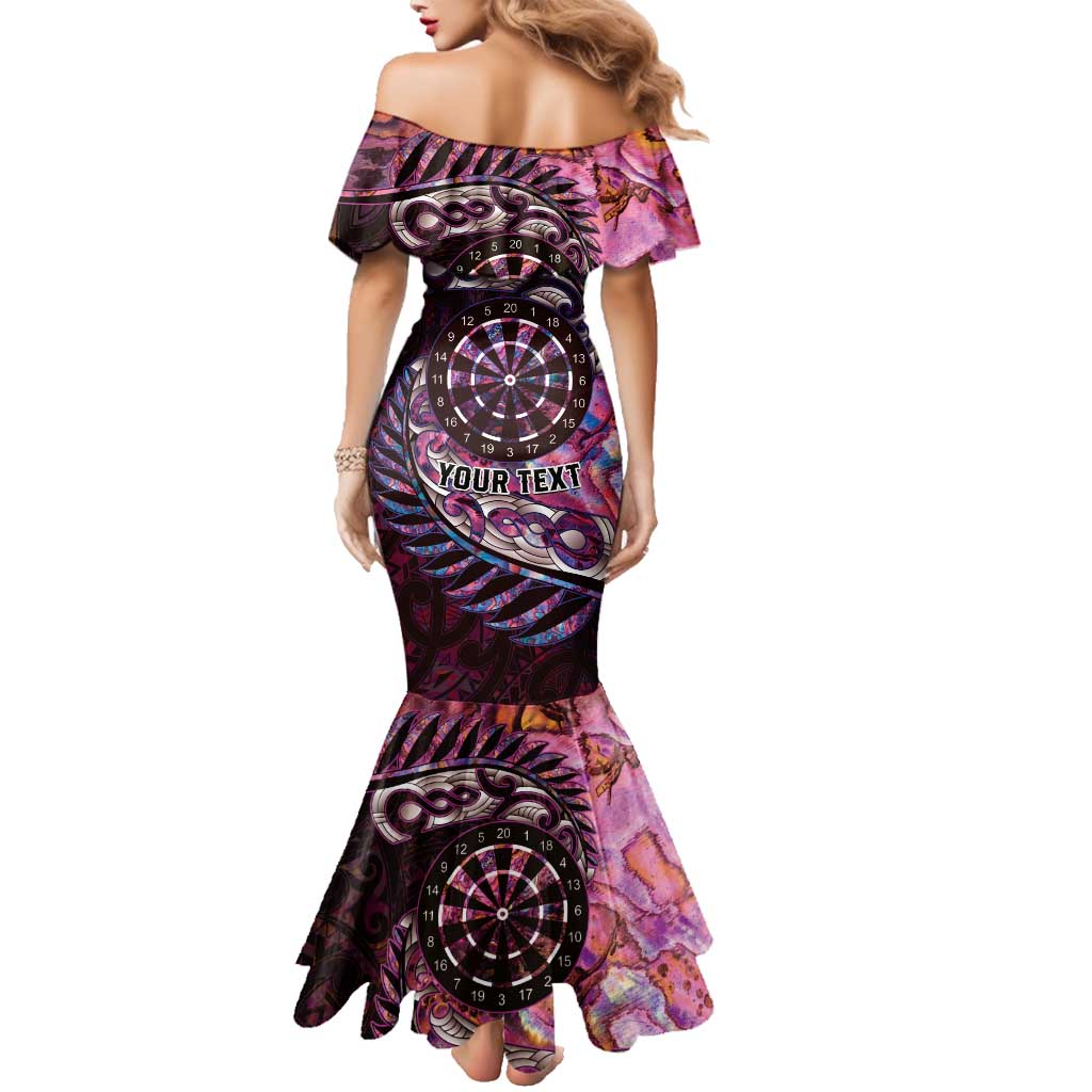 New Zealand Darts Personalised Family Matching Mermaid Dress and Hawaiian Shirt Aotearoa Silver Fern Pink Papua Shell Spirit LT9 - Polynesian Pride