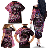 New Zealand Darts Personalised Family Matching Off The Shoulder Long Sleeve Dress and Hawaiian Shirt Aotearoa Silver Fern Pink Papua Shell Spirit LT9 - Polynesian Pride