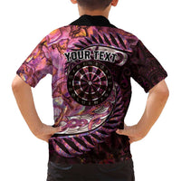 New Zealand Darts Personalised Family Matching Puletasi and Hawaiian Shirt Aotearoa Silver Fern Pink Papua Shell Spirit LT9 - Polynesian Pride