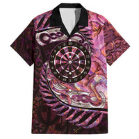 New Zealand Darts Personalised Family Matching Puletasi and Hawaiian Shirt Aotearoa Silver Fern Pink Papua Shell Spirit LT9 Dad's Shirt - Short Sleeve Pink - Polynesian Pride