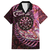 New Zealand Darts Personalised Family Matching Short Sleeve Bodycon Dress and Hawaiian Shirt Aotearoa Silver Fern Pink Papua Shell Spirit LT9 Dad's Shirt - Short Sleeve Pink - Polynesian Pride
