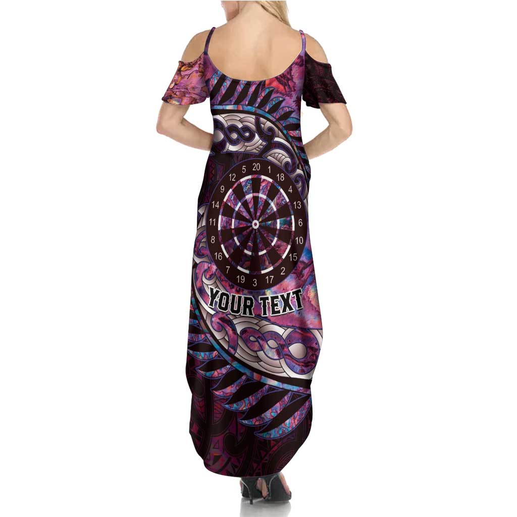 New Zealand Darts Personalised Family Matching Summer Maxi Dress and Hawaiian Shirt Aotearoa Silver Fern Pink Papua Shell Spirit LT9 - Polynesian Pride