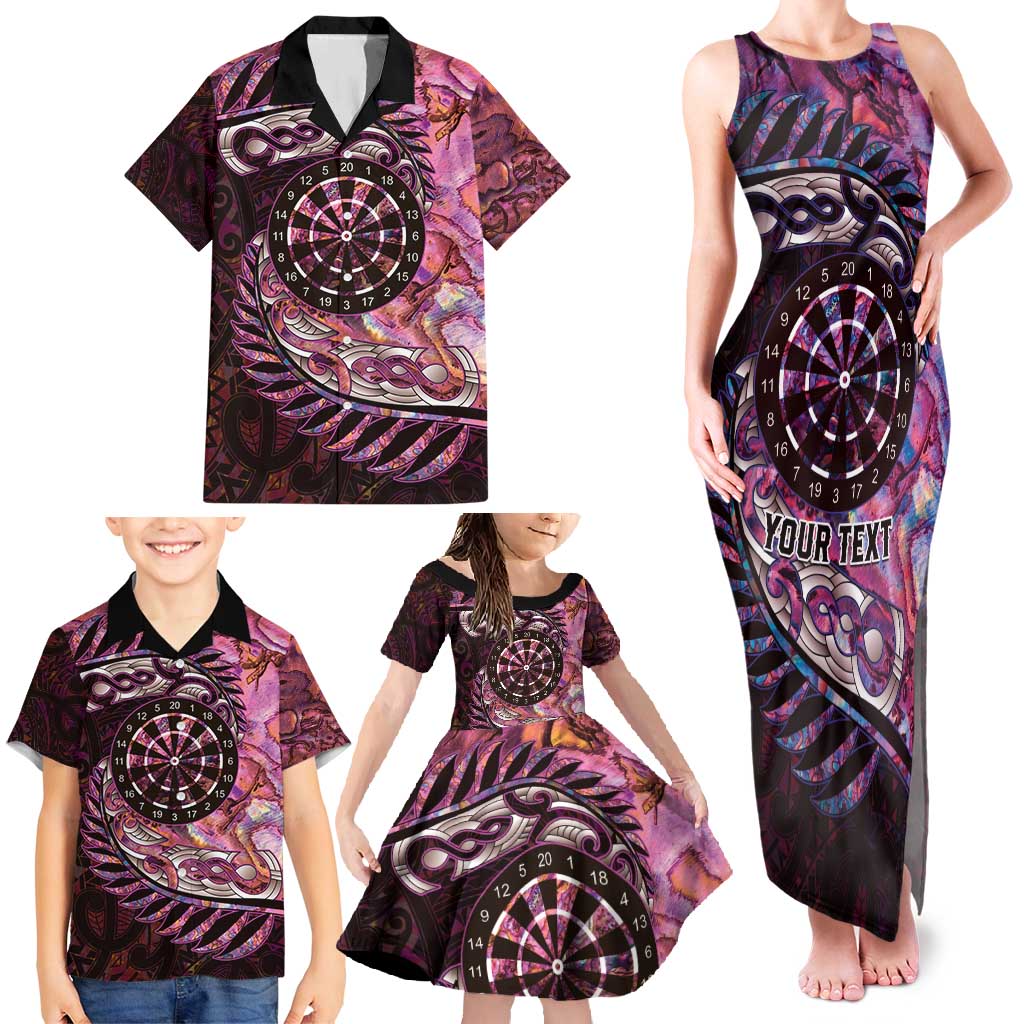 New Zealand Darts Personalised Family Matching Tank Maxi Dress and Hawaiian Shirt Aotearoa Silver Fern Pink Papua Shell Spirit LT9 - Polynesian Pride