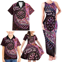New Zealand Darts Personalised Family Matching Tank Maxi Dress and Hawaiian Shirt Aotearoa Silver Fern Pink Papua Shell Spirit LT9 - Polynesian Pride