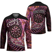 New Zealand Darts Personalised Hockey Jersey Aotearoa Silver Fern Pink Papua Shell Spirit LT9 - Polynesian Pride