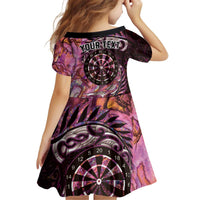 New Zealand Darts Personalised Kid Short Sleeve Dress Aotearoa Silver Fern Pink Papua Shell Spirit LT9 - Polynesian Pride