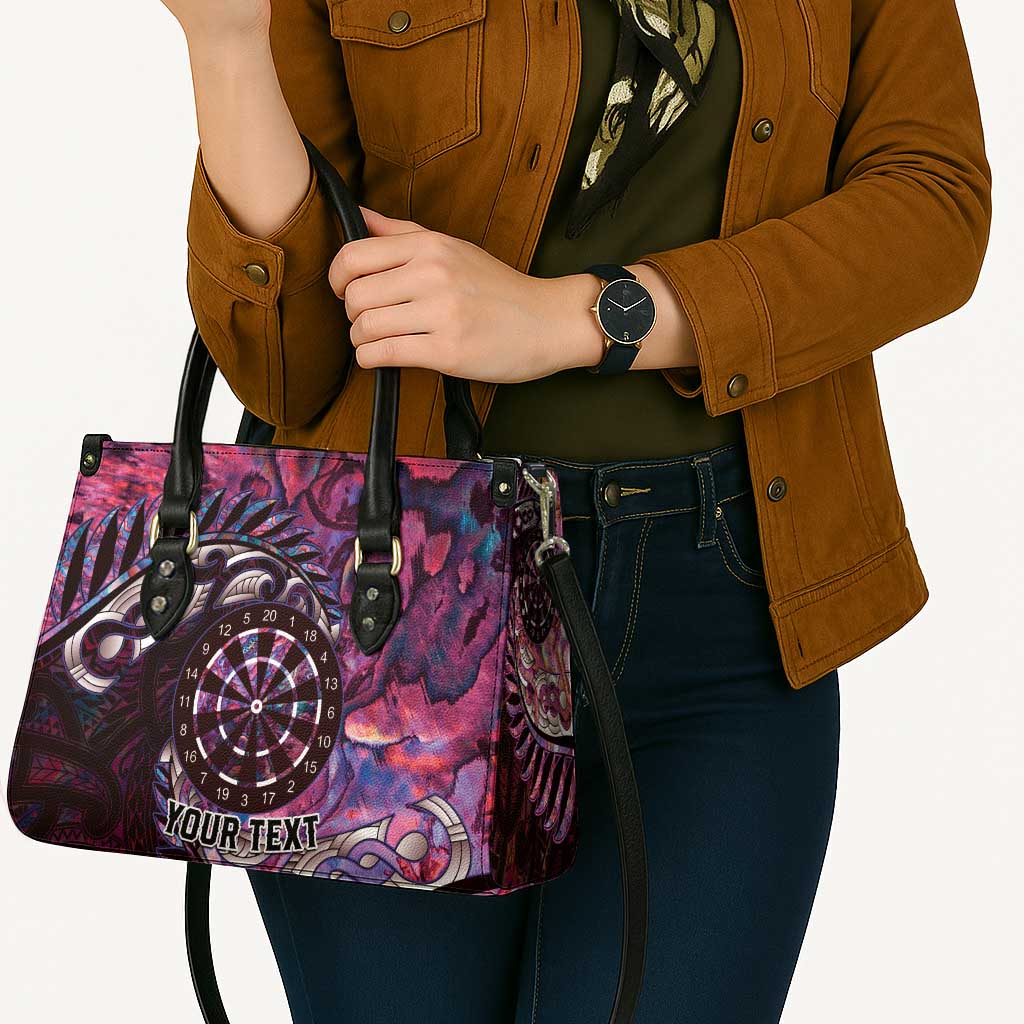 New Zealand Darts Personalised Leather Bag Aotearoa Silver Fern Pink Papua Shell Spirit - Polynesian Pride
