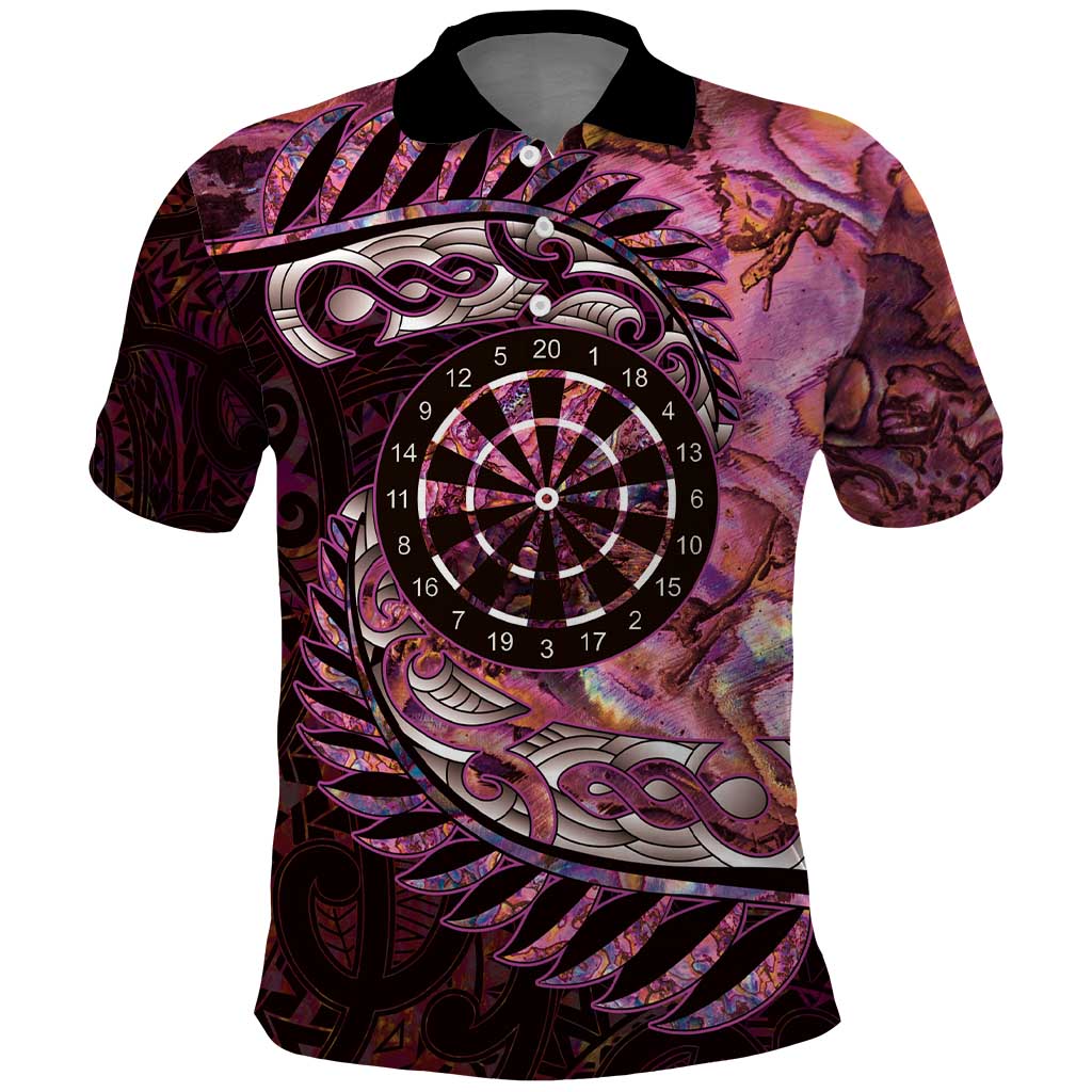 New Zealand Darts Personalised Polo Shirt Aotearoa Silver Fern Pink Papua Shell Spirit LT9 Pink - Polynesian Pride