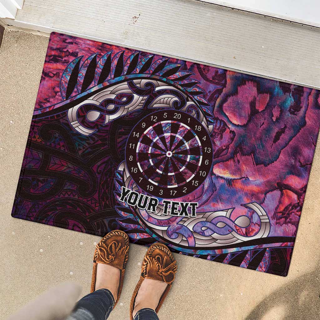 New Zealand Darts Personalised Rubber Doormat Aotearoa Silver Fern Pink Papua Shell Spirit